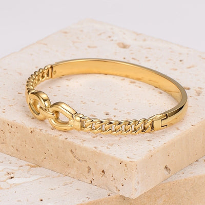 Simple Style Commute Geometric 304 Stainless Steel 18K Gold Plated Bangle In Bulk