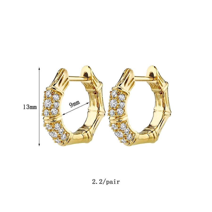 1 Pair Casual Simple Style Geometric Inlay Copper Zircon 24K Gold Plated Earrings