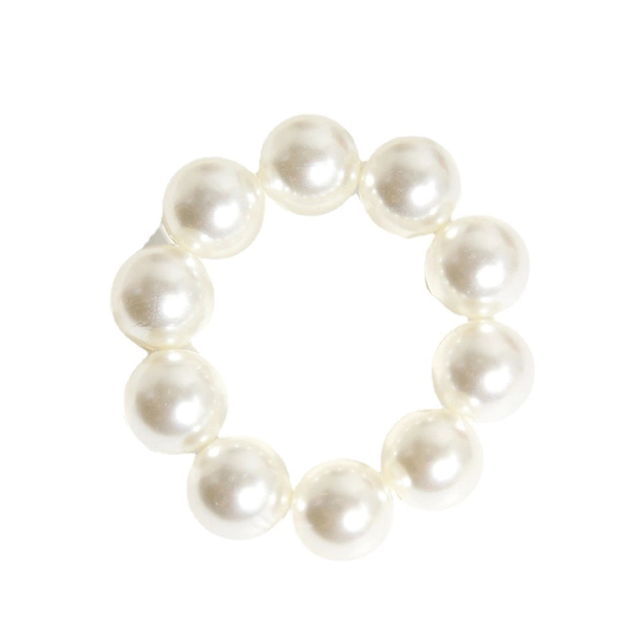 sweet solid color imitation pearl hair tie 1 piece