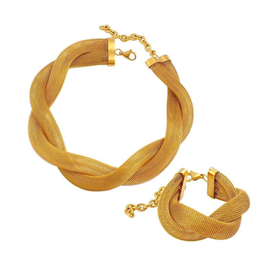 Jewelry Retro Exaggerated Geometric 304 Stainless Steel 18K Gold Plated Bracelets Necklace