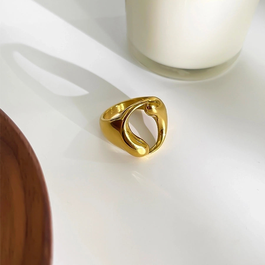 Jewelry Retro French Style IG Style Geometric 316L Stainless Steel  18K Gold Plated Irregular Open Rings