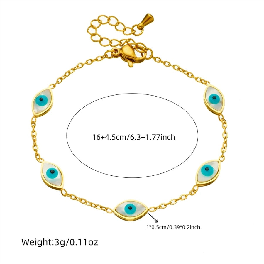 Modern Style Classic Style Devil's Eye Eye 304 Stainless Steel Turquoise Bracelets In Bulk