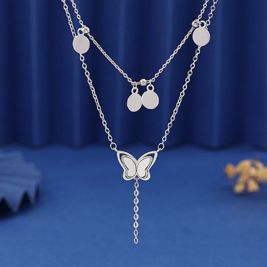 Jewelry Princess Sweet Pastoral Star Flower Butterfly Copper Zircon Imitation Gold  Necklace