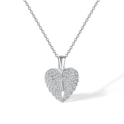 Jewelry Casual Elegant Heart Shape Wings 304 Stainless Steel Copper Zircon Pendant Necklace