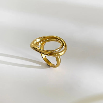 Jewelry Retro French Style IG Style Geometric 316L Stainless Steel  18K Gold Plated Irregular Open Rings