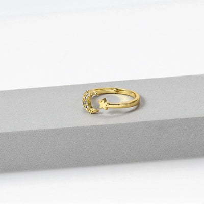Copper Zircon Star Moon Zircon Open Rings
