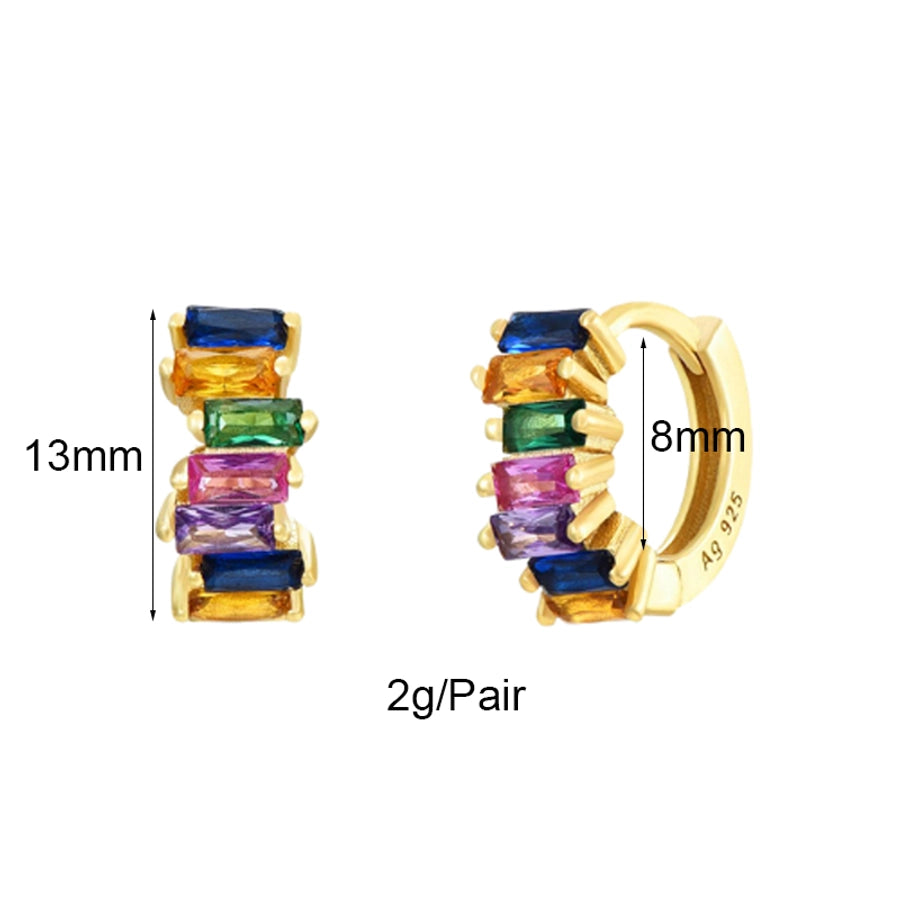 1 Pair Elegant Cute Shiny Geometric Copper Zircon 24K Gold Plated Hoop Earrings