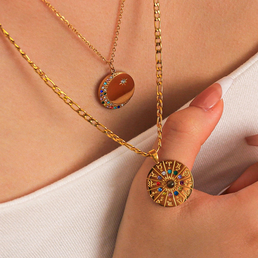 Jewelry Retro Simple Style Constellation Titanium Steel Plating Pendant Necklace