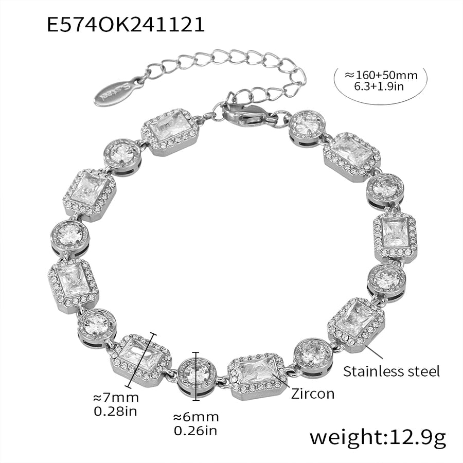 Elegant Luxurious Geometric 304 Stainless Steel 18K Gold Plated Zircon  Bracelets In Bulk