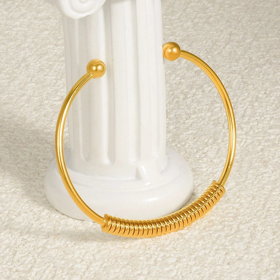 304 Stainless Steel European and American Coil Bracelet Female 18K Gold Niche High Sense C- Shaped Open Adjustable Bracelet in Stock