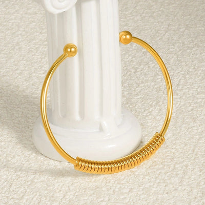 304 Stainless Steel European and American Coil Bracelet Female 18K Gold Niche High Sense C- Shaped Open Adjustable Bracelet in Stock