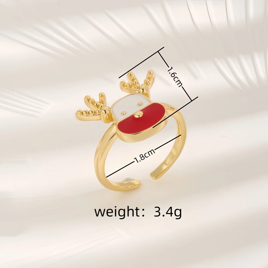 Copper 18K Gold Plated Inlay Elk Zircon Rings