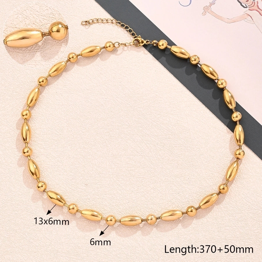 Jewelry Modern Style Simple Style Round Oval Solid Color 304 Stainless Steel 18K Gold Plated Polishing Plating Necklace