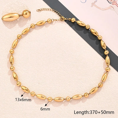 Jewelry Modern Style Simple Style Round Oval Solid Color 304 Stainless Steel 18K Gold Plated Polishing Plating Necklace
