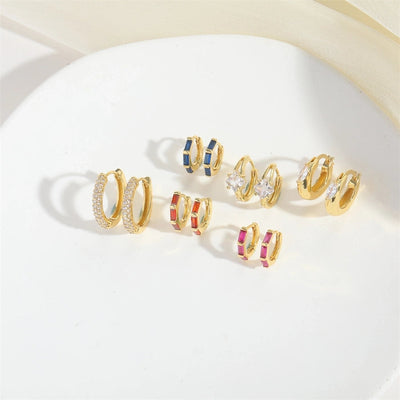 1 Pair Elegant Simple Style Round Plating Inlay Copper Zircon 14K Gold Plated Earrings