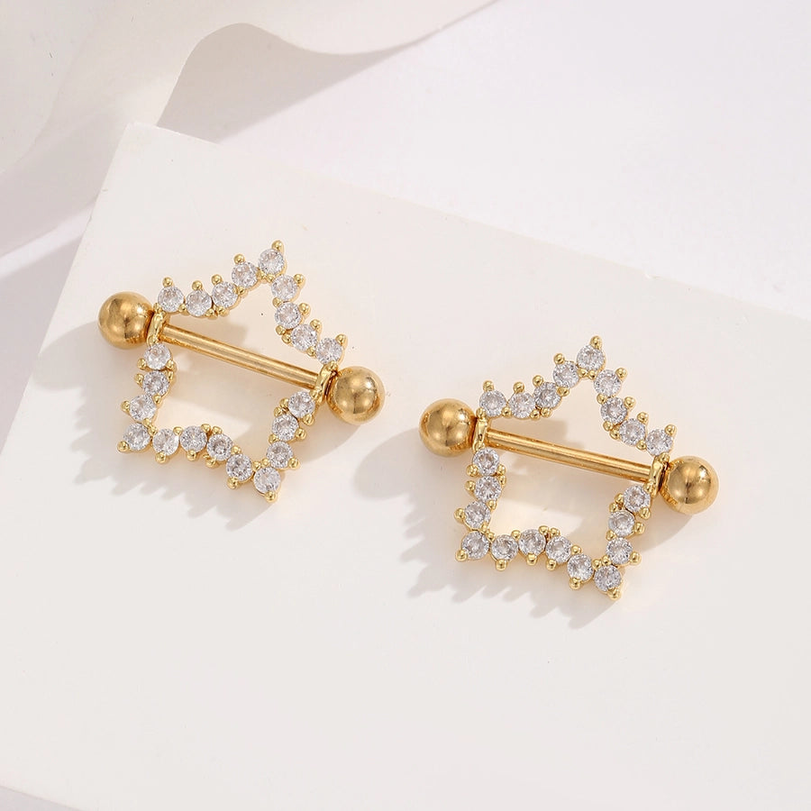 Ear Cartilage Rings & Studs Y2K Modern Style Pentagram 304 Stainless Steel Inlay Zircon Ear Cartilage Rings & Studs