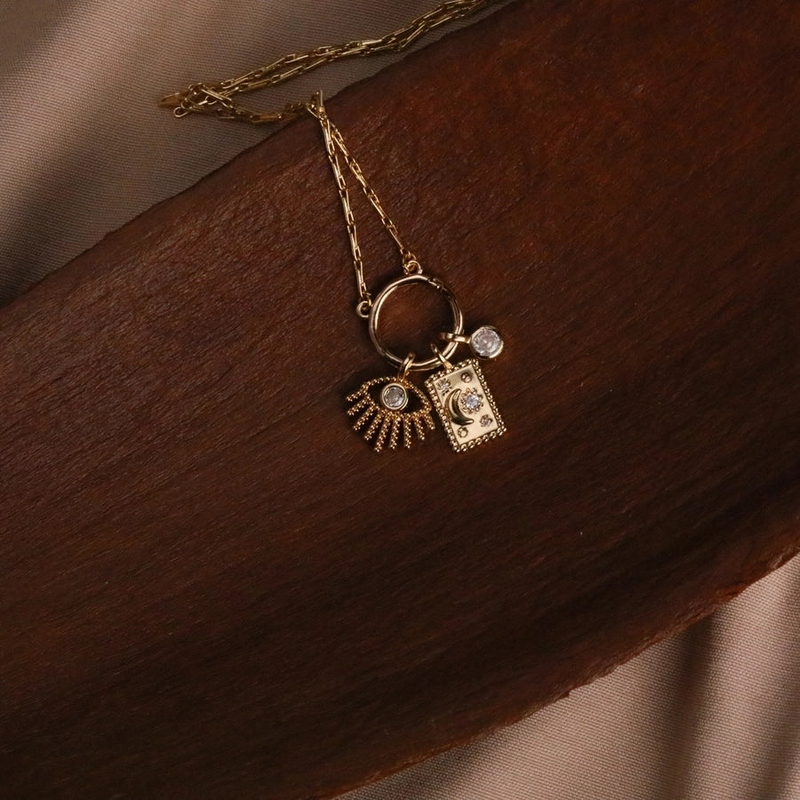 Copper Gold Plated Devil's Eye Pendant Necklace