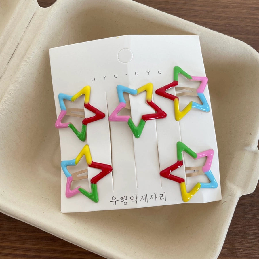 Girl'S Casual Cute Sweet Star Flower Metal Star Flowers Hair Clip