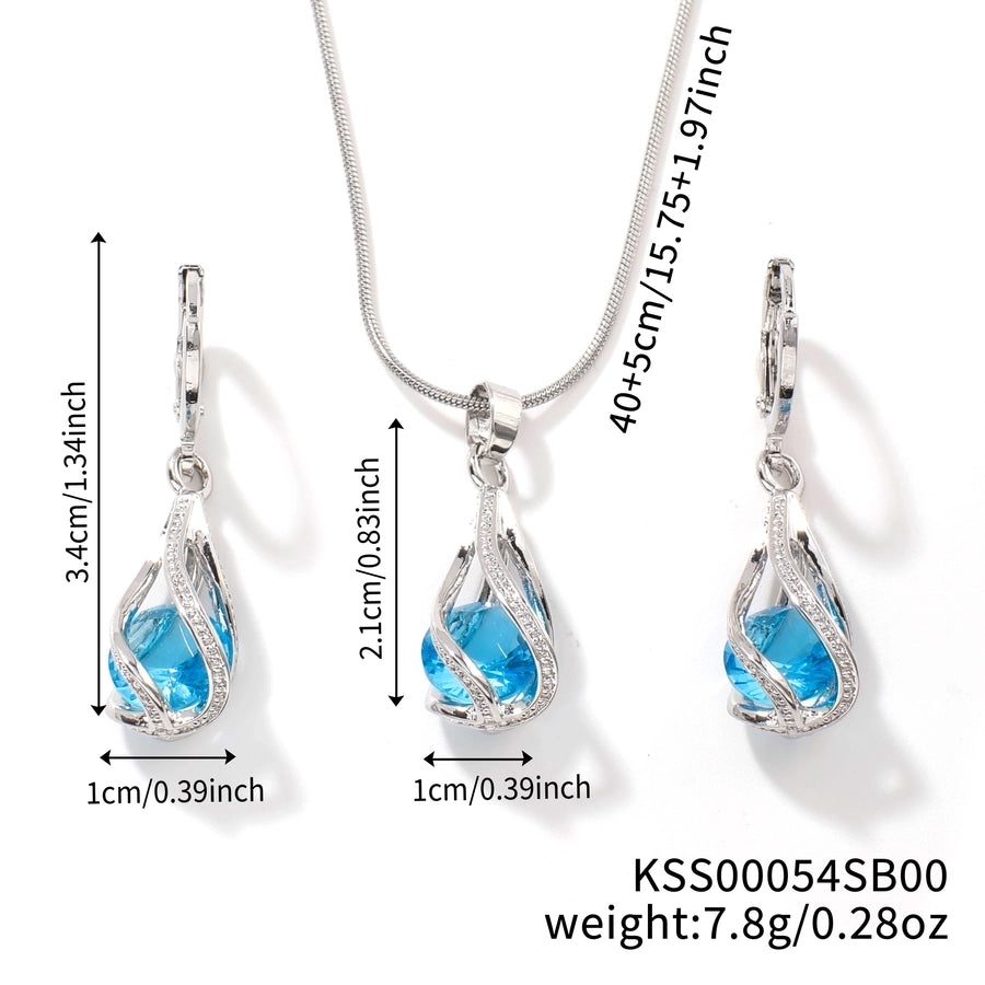 Copper Rhodium Plated Inlay Lantern Glass Jewelry Set