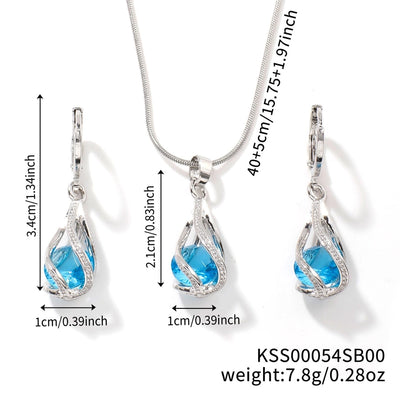 Copper Rhodium Plated Inlay Lantern Glass Jewelry Set