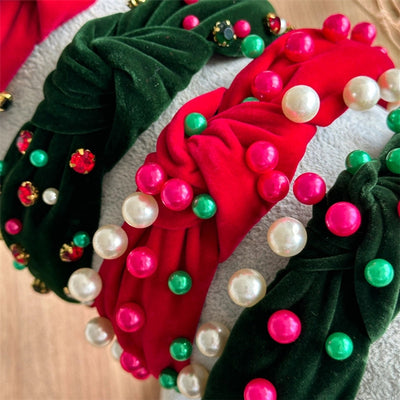 New Knotted Wide Brim Hair Band Pearl Rhinestone Fashionable High-Grade Headband Hair Fixer  Hair Accessories