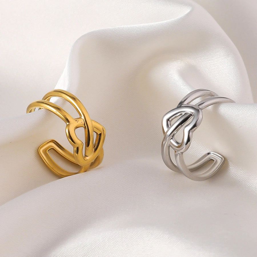 Jewelry Elegant Heart Shape Titanium Steel Open Rings