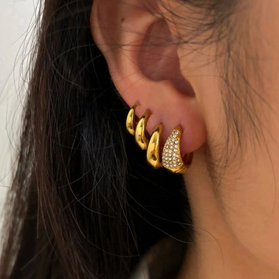 1 Pair Retro Geometric 316L Stainless Steel  Rhinestones 18K Gold Plated Earrings