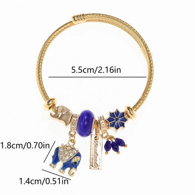 Casual Elegant Elephant 304 Stainless Steel Alloy Artificial Crystal Bangle In Bulk