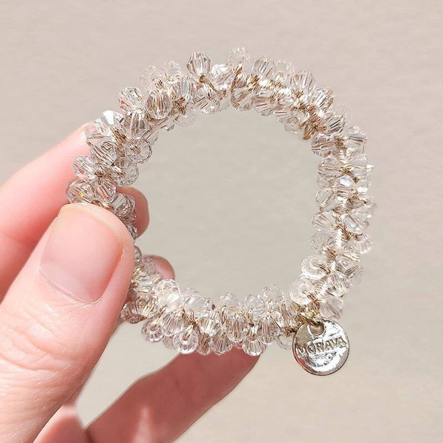 simple style crystal glass hair tie