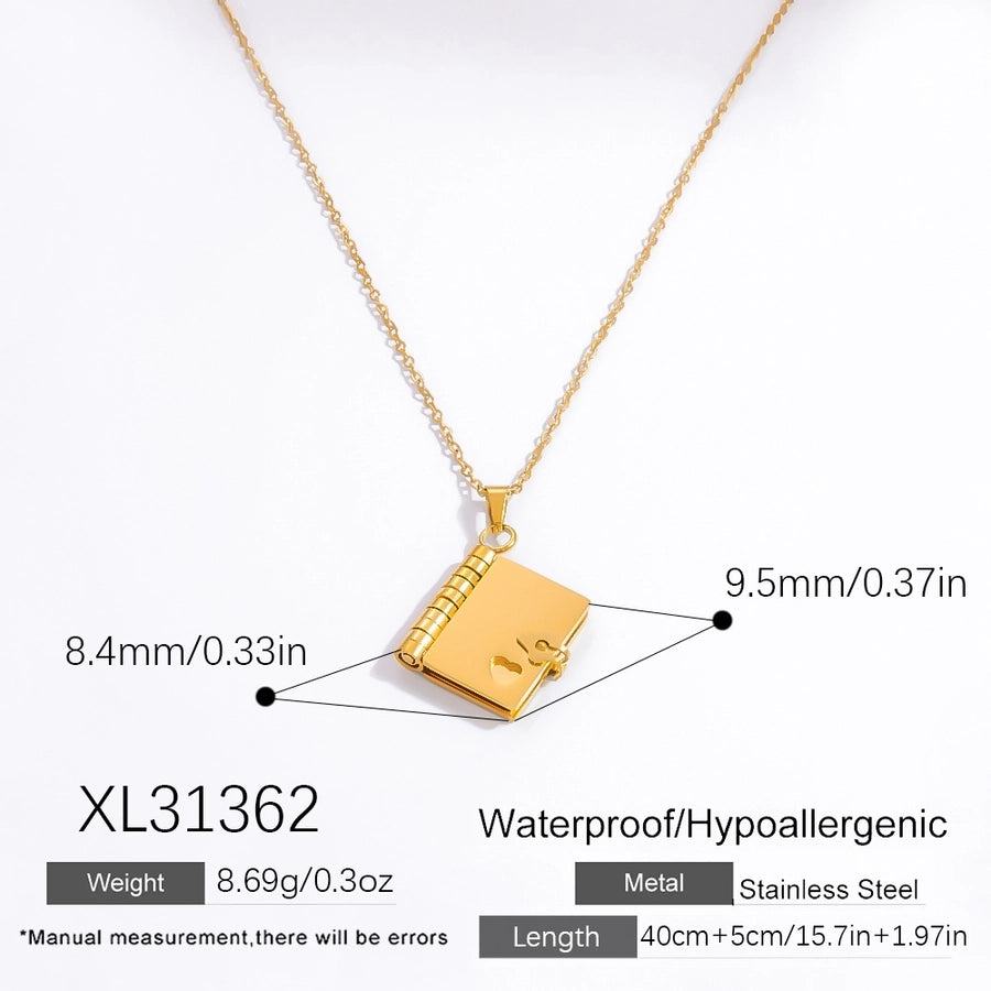 Jewelry Vintage Style Classic Style Book envelope Heart Shape Titanium Steel Plating Pendant Necklace