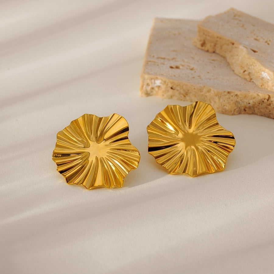 1 Pair Elegant Classic Style Geometric Circle Flower 304 Stainless Steel Ear Studs