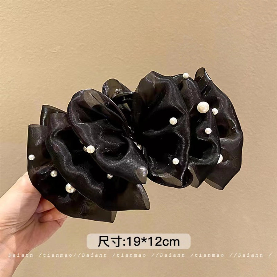 simple style bow knot cloth patchwork hair claws