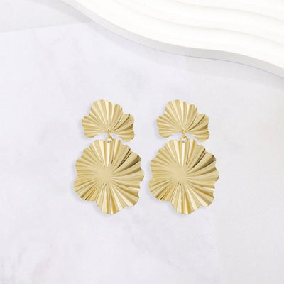 1 Pair Elegant Leaves Plating 304 Stainless Steel 18K Gold Plated Drop Earrings