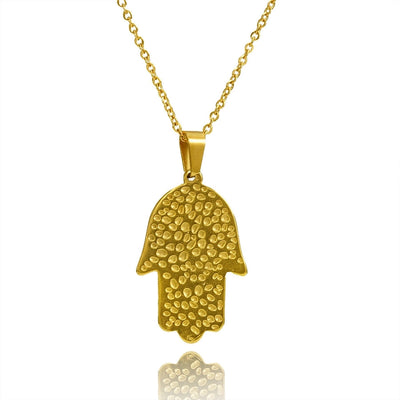 Jewelry Retro Hand Of Fatima Titanium Steel Pendant Necklace