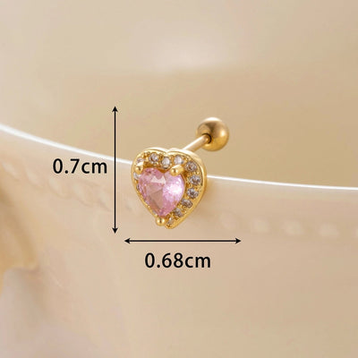 1 Piece Classic Style Heart Shape Inlay Copper Zircon Ear Studs