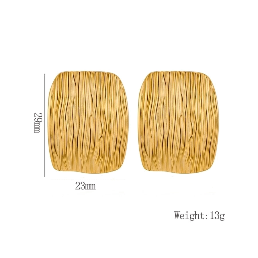 1 Pair Elegant Geometric Pleated 304 Stainless Steel Ear Studs