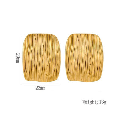 1 Pair Elegant Geometric Pleated 304 Stainless Steel Ear Studs