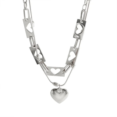 Jewelry IG Style Simple Style Commute Heart Shape 304 Stainless Steel Hollow Out Bracelets Necklace