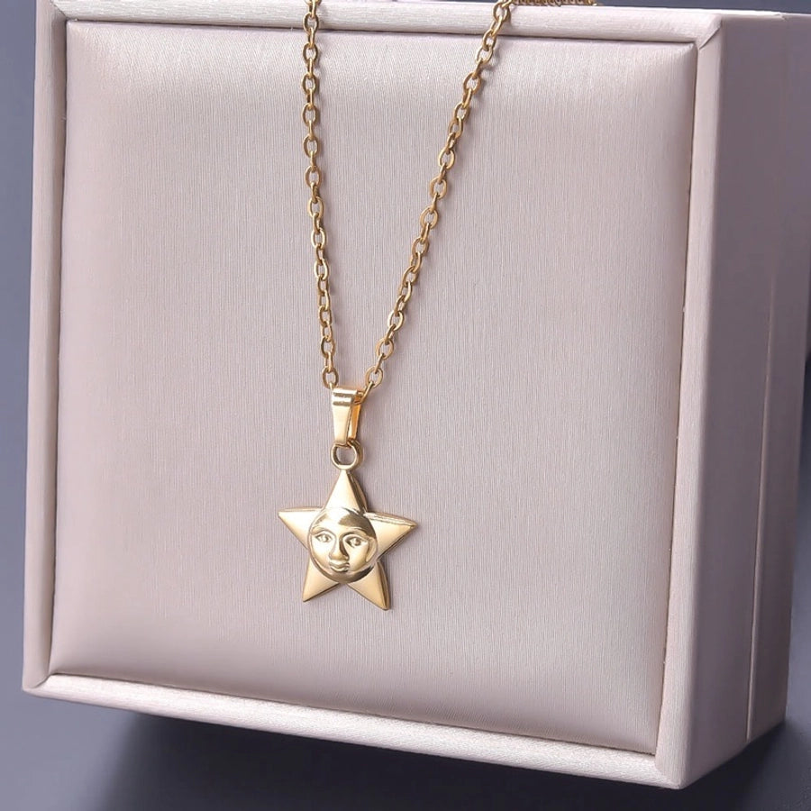 Jewelry Simple Style Pentagram 304 Stainless Steel Plating Pendant Necklace