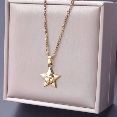Jewelry Simple Style Pentagram 304 Stainless Steel Plating Pendant Necklace