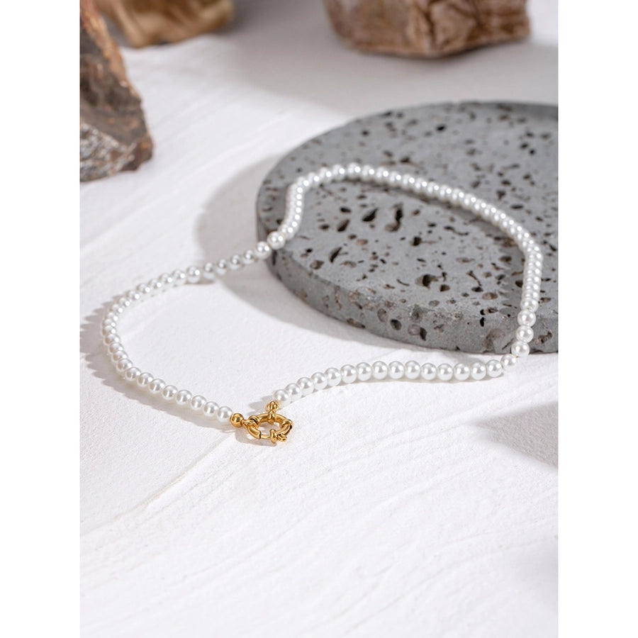 Jewelry Simple Style Classic Style Round 304 Stainless Steel Beaded Pearl Necklace