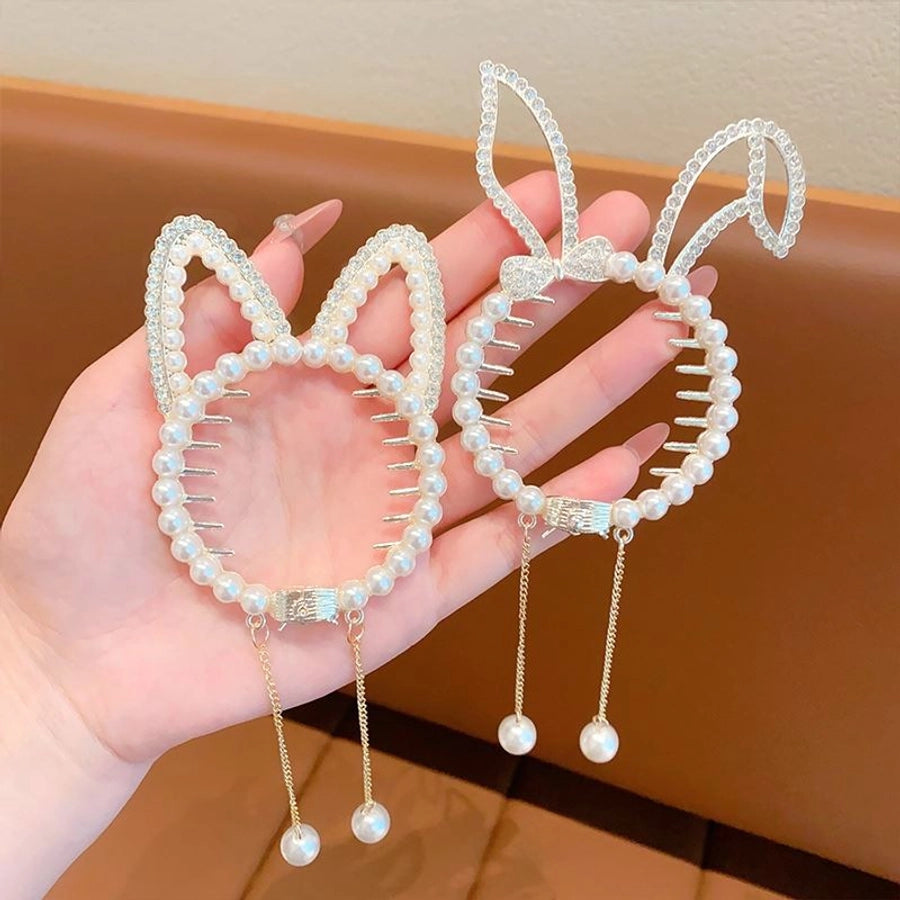 Children's ball head fixed artifact Pearl Rhinestone grip clip does not hurt the hair back of the head ponytail buckle girl hairpin headdress
