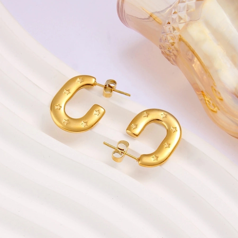 1 Pair Simple Style Commute Pentagram 304 Stainless Steel 316 Stainless Steel  18K Gold Plated Ear Studs