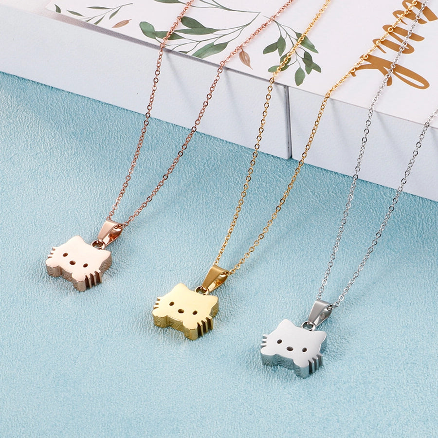 Jewelry Elegant Simple Style Streetwear Cat 304 Stainless Steel 18K Gold Plated Pendant Necklace