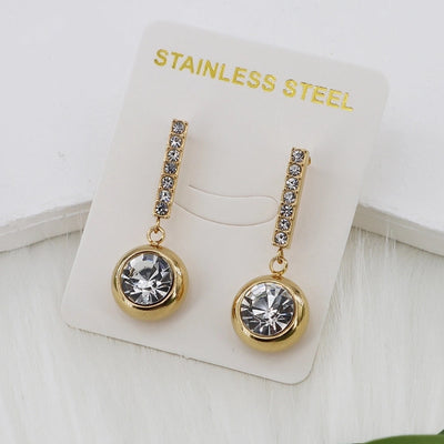 1 Pair Vintage Style Simple Style Classic Style Geometric Inlay 304 Stainless Steel Zircon Gold Plated Ear Studs