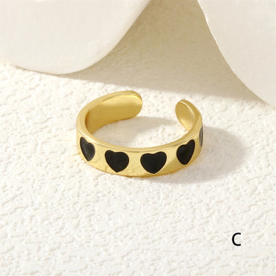 Jewelry Cute Pentagram Copper Enamel Open Rings