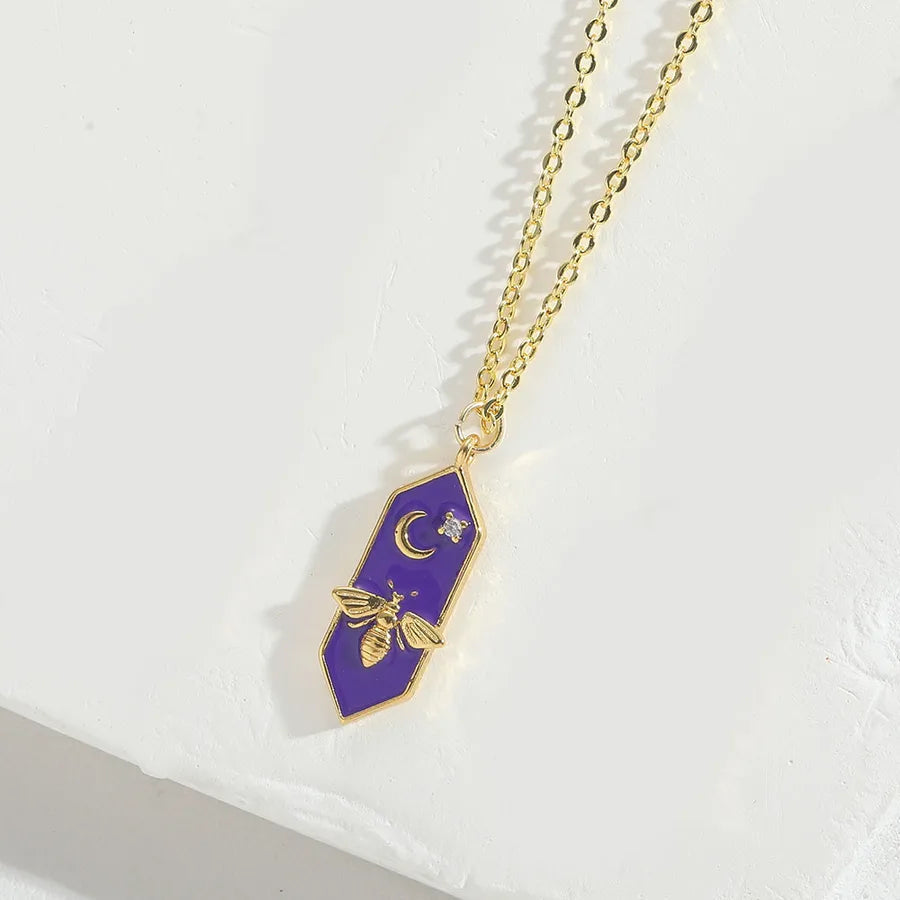 Copper 14K Gold Plated Vintage Style Simple Style Classic Style Plating Inlay Zircon Pendant Necklace