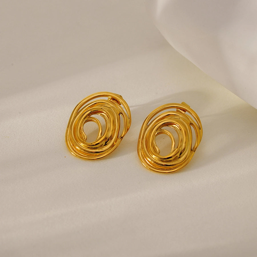1 Pair Simple Style Classic Style Circle Heart Shape Spiral 304 Stainless Steel Ear Studs