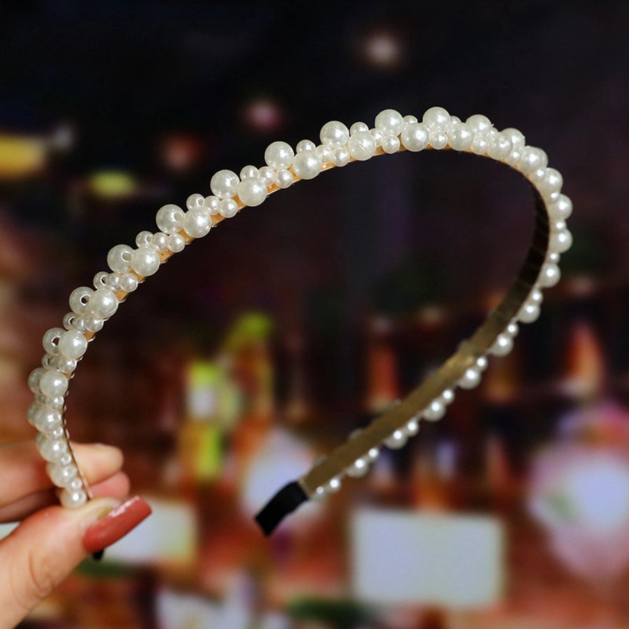 women's fashion waves alloy inlay artificial pearls headwear