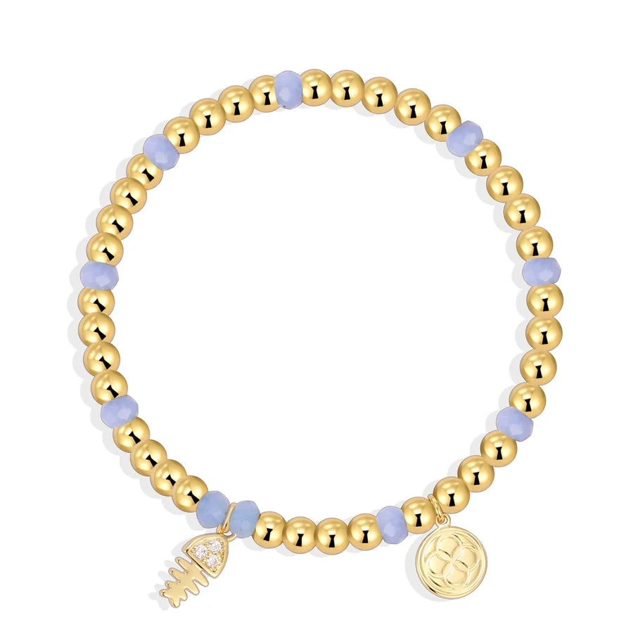 Jewelry IG Style Fish Bone Copper Zircon Beaded Inlay Bracelets